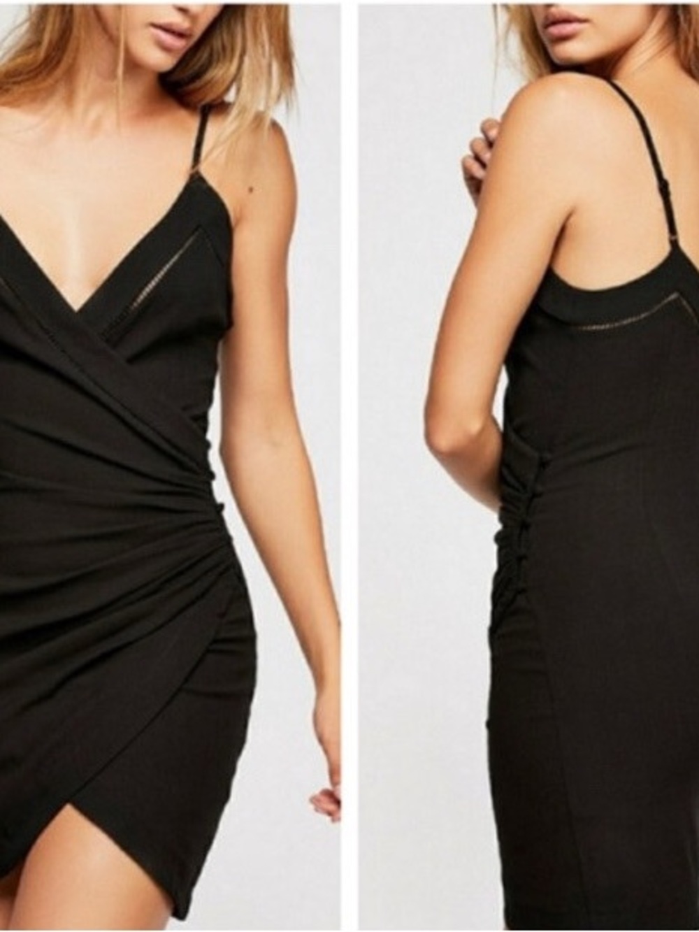 Dylan Mini Slip Dress- Ruched Wrap Mini Dress in Rust/warm brown/baked red - Picture 9 of 10